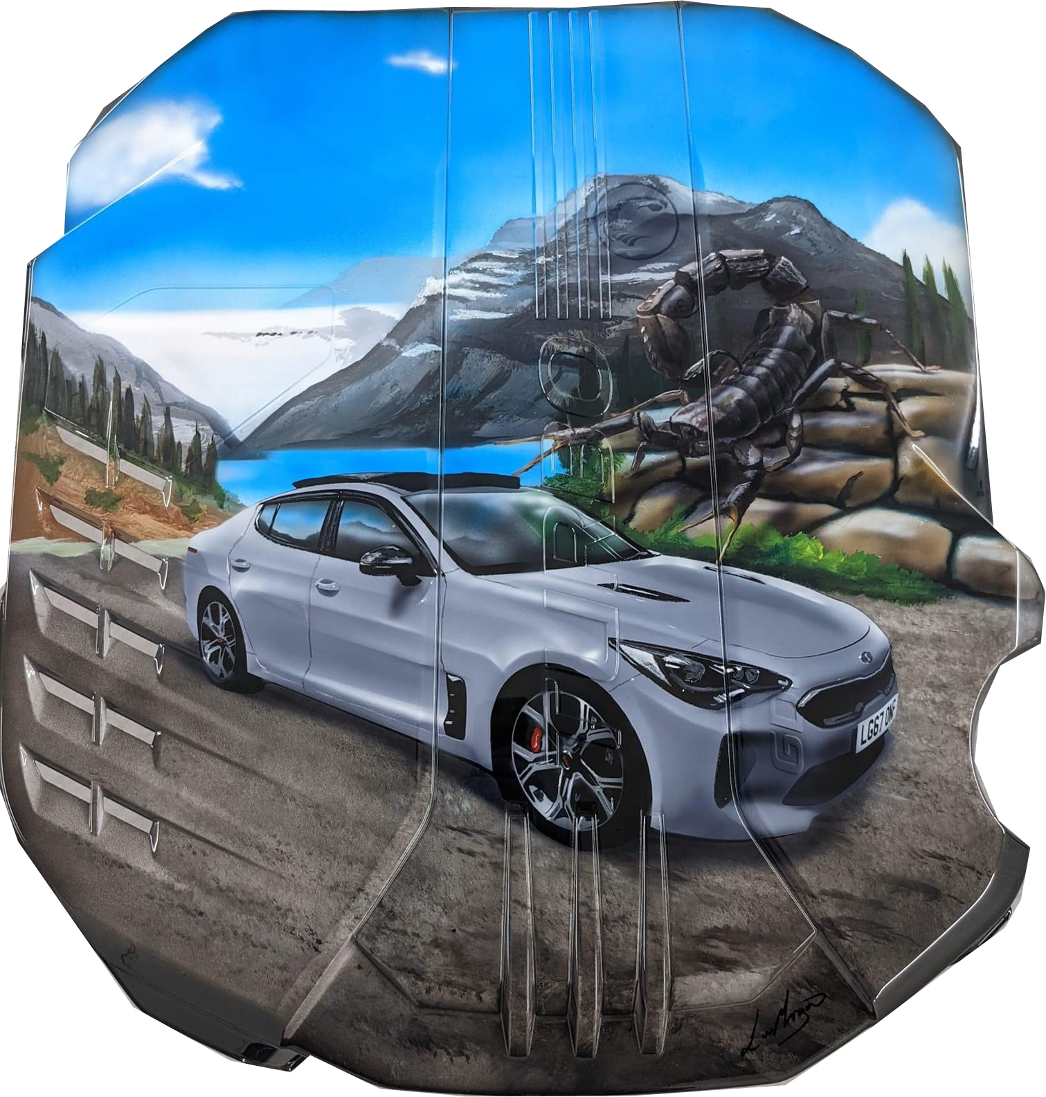 Kia Stinger custom painted engine cover